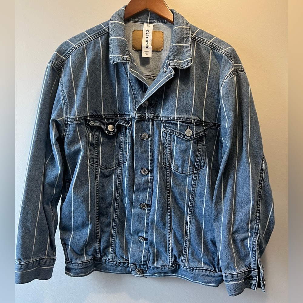 H&M striped unisex denim jacket size XS